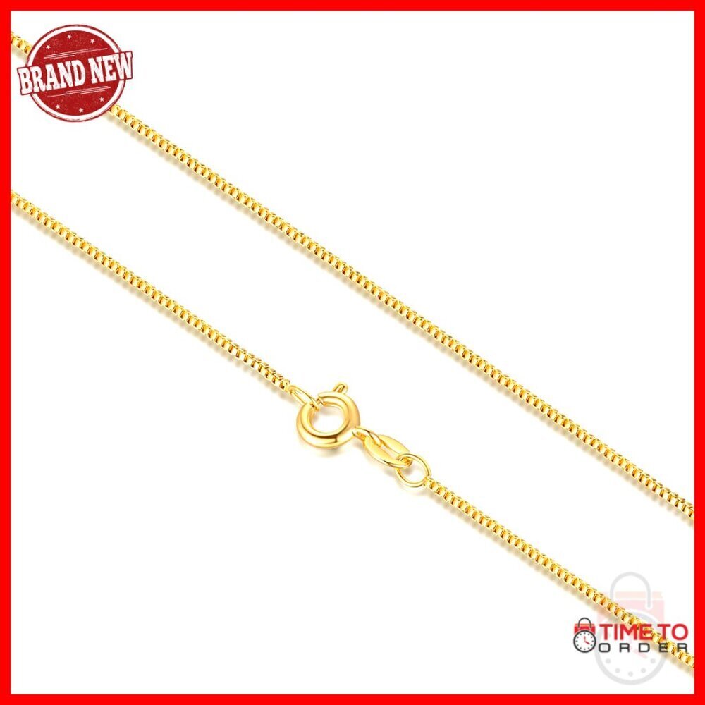 14K Gold Box Chain Necklace Delicate Square Links Minimal Modern Unisex